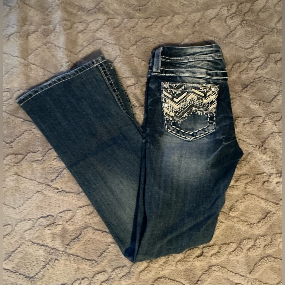 Miss Me Blue Jeans with Embroidered Pocket